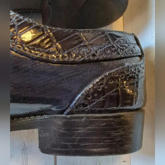 BOLANO Dallas 002 Navy Mens 9 Oxford Shoes Crock And Eel Print - Picture 6 of 10